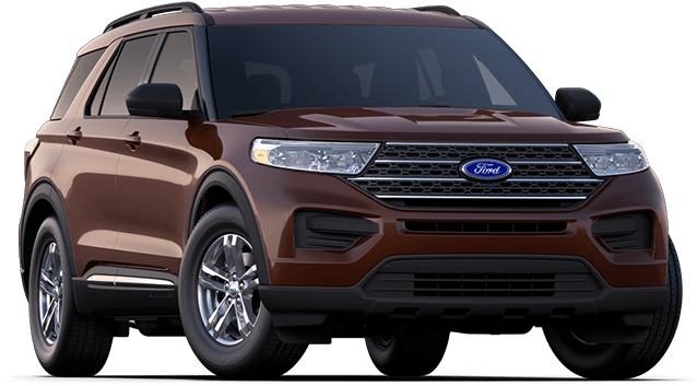 福特 桌布 壁紙 — 一輛時尚的棕色Ford Explorer SUV在黑色背景下的工作室燈光中展示。