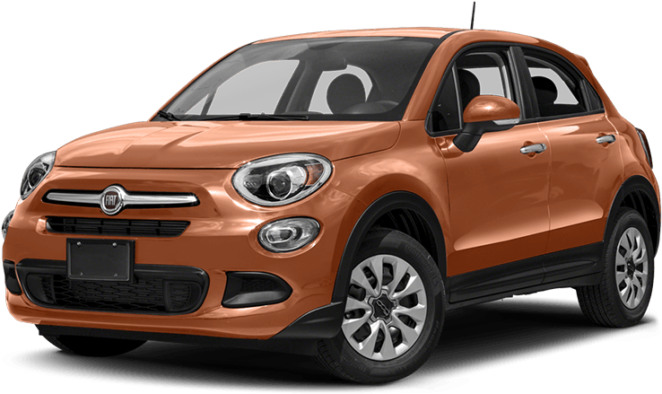 飛雅特 桌布 壁紙 — 一輛時尚的橙色Fiat 500X SUV在攝影棚燈光下，以黑色背景和反光表面展示。