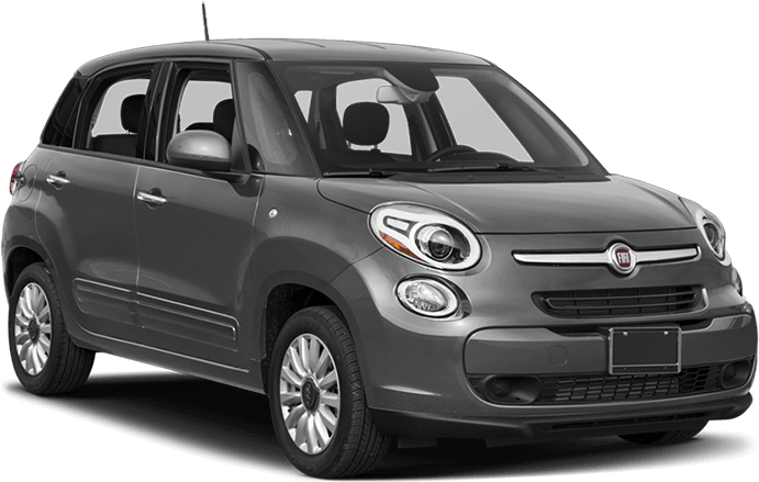 飛雅特 桌布 壁紙 — 一輛時尚的灰色Fiat 500L緊湊型SUV在黑色背景下的攝影棚燈光中展示。