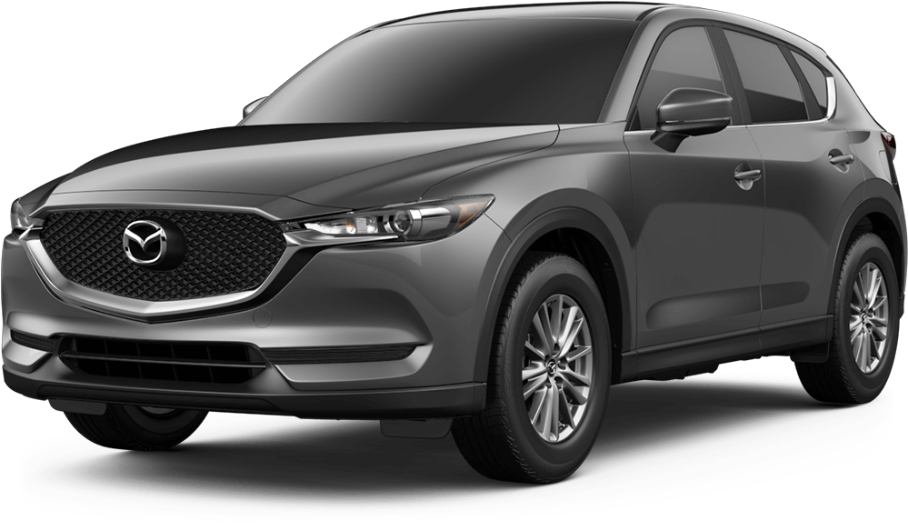 馬自達 桌布 壁紙 — 一輛時尚的灰色Mazda CX-5 SUV在攝影棚燈光下展示，下方有乾淨的白色倒影。
