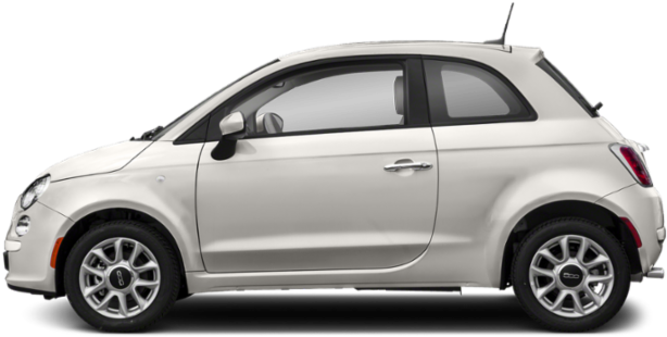 飛雅特 桌布 壁紙 — 一輛時尚的白色Fiat 500小型車在透明背景上以側面展示。