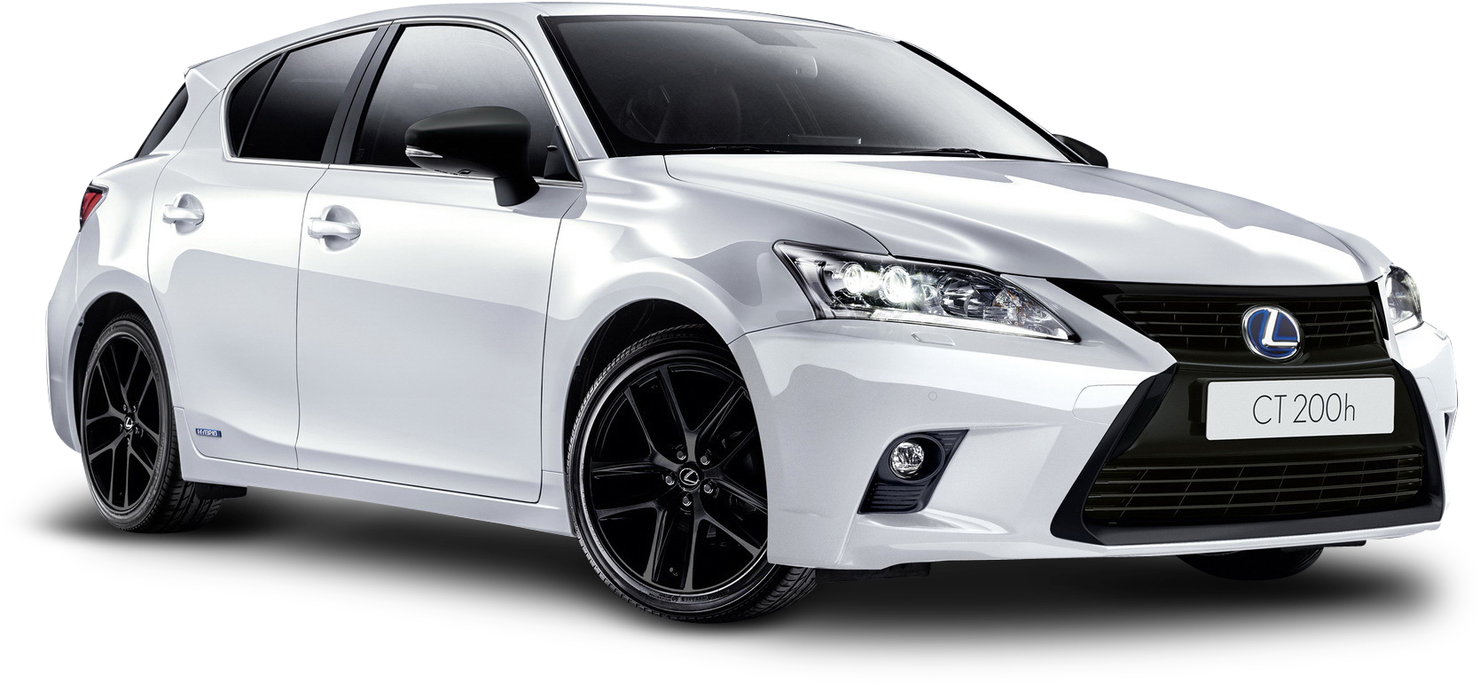 凌志 桌布 壁紙 — 一輛時尚的白色Lexus CT 200h混合動力掀背車，配備黑色輪圈和鋒利頭燈，在純黑色背景下脫穎而出。