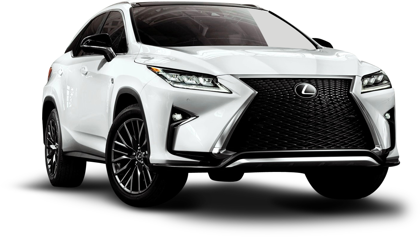 凌志 桌布 壁紙 — 一輛時尚的白色Lexus RX SUV在純黑色背景前展示，突顯其現代設計和銳利線條。