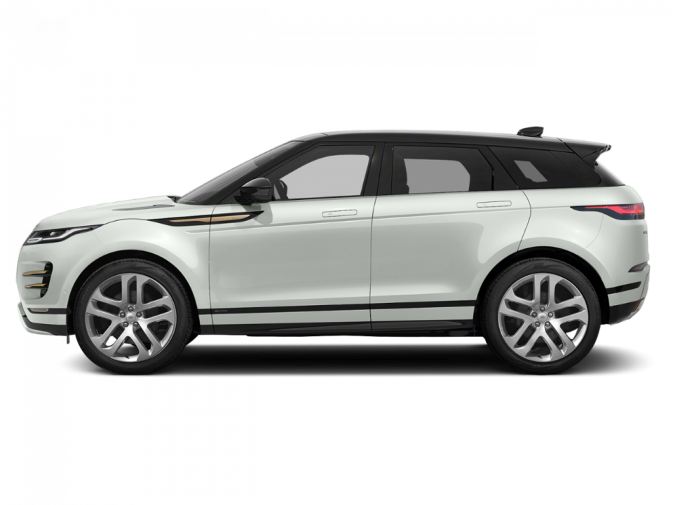 荒原路華 桌布 壁紙 — 一輛時尚的白色Range Rover Evoque SUV在純黑色背景下以側面展示。