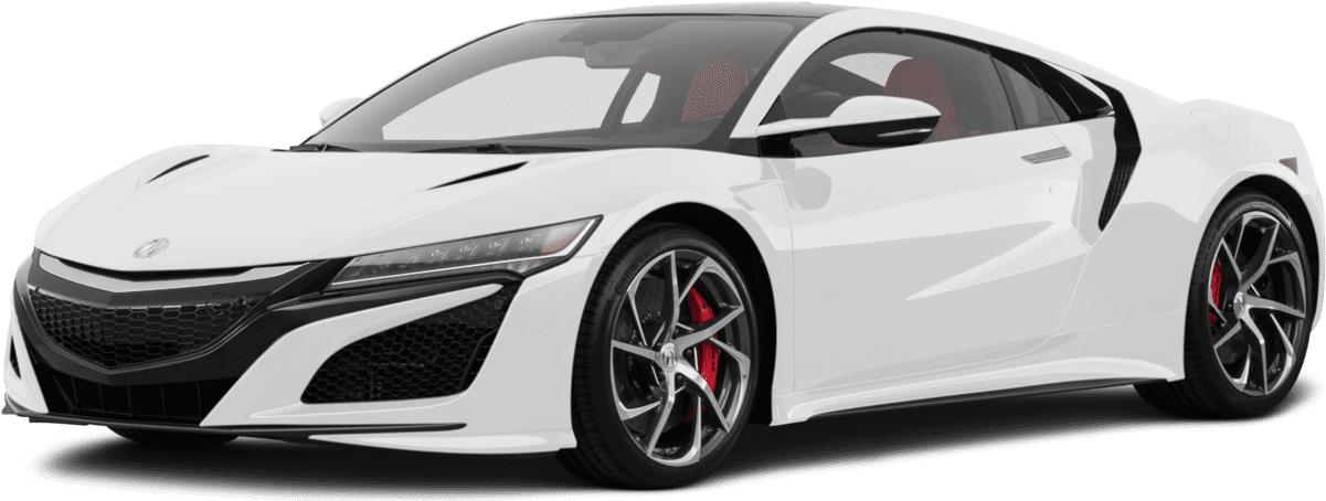 Acura 桌布 壁紙 — 一輛時尚的白色跑車，帶有黑色飾邊和紅色制動卡鉗，在透明背景上以側面展示。