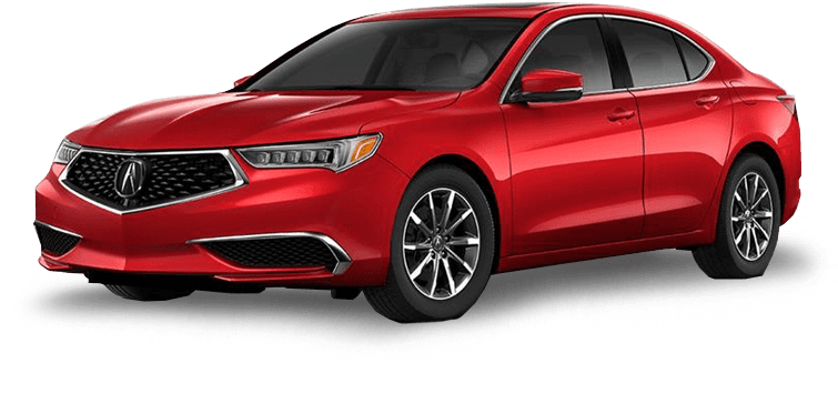 Acura 桌布 壁紙 — 一輛時尚的紅色Acura轎車在純黑色背景下的攝影棚燈光中閃耀，展現其現代設計和合金輪圈。