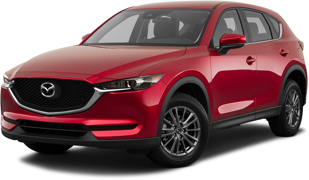 馬自達 桌布 壁紙 — 一輛時尚的紅色Mazda CX-5 SUV在黑色背景下的攝影棚燈光中展示。
