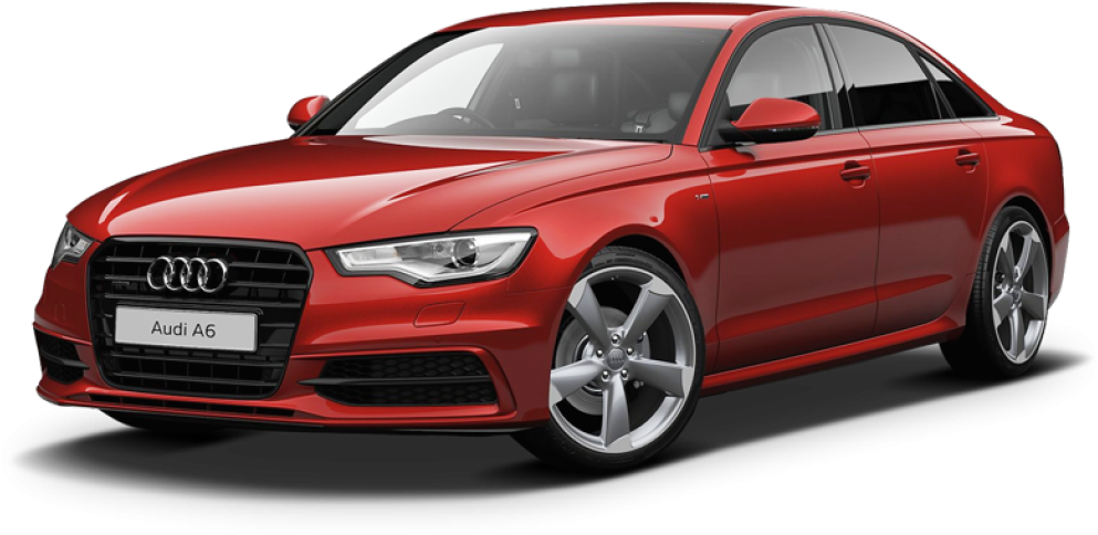 Red Car 桌布 壁紙 — 一輛時尚的紅色奧迪A6轎車在黑色背景下的攝影棚燈光中展示。