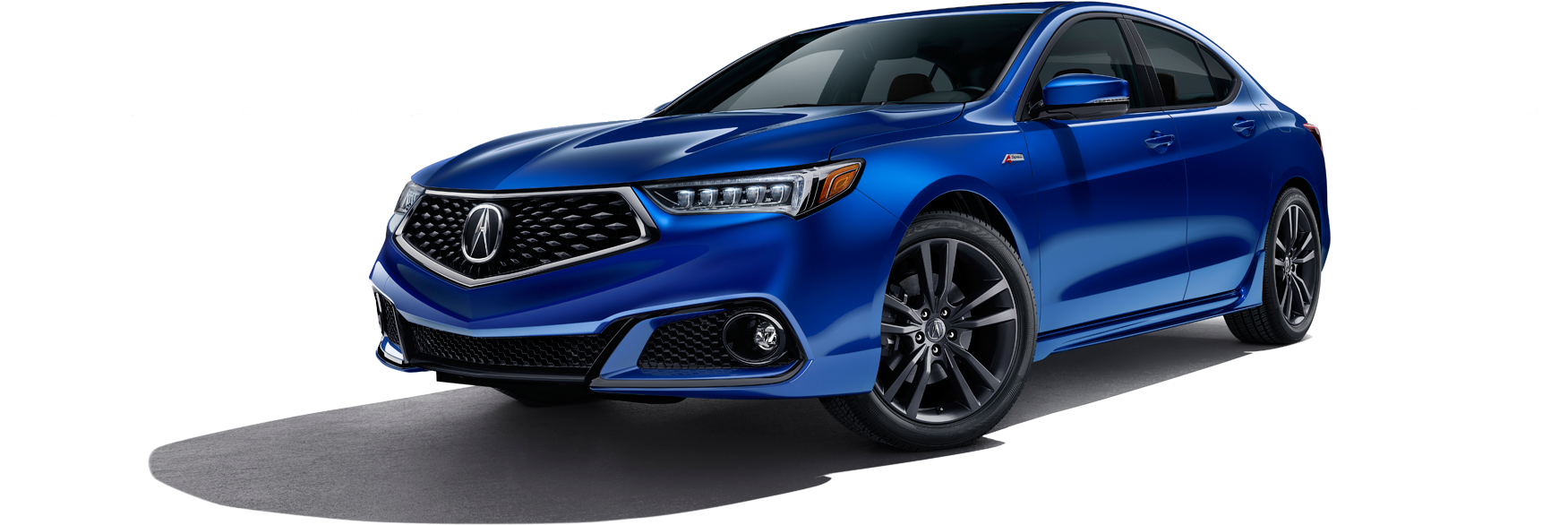 Acura 桌布 壁紙 — 一輛時尚的藍色Acura轎車在攝影棚燈光下閃耀，配備黑色輪圈和光澤飾面，背景為純黑色。