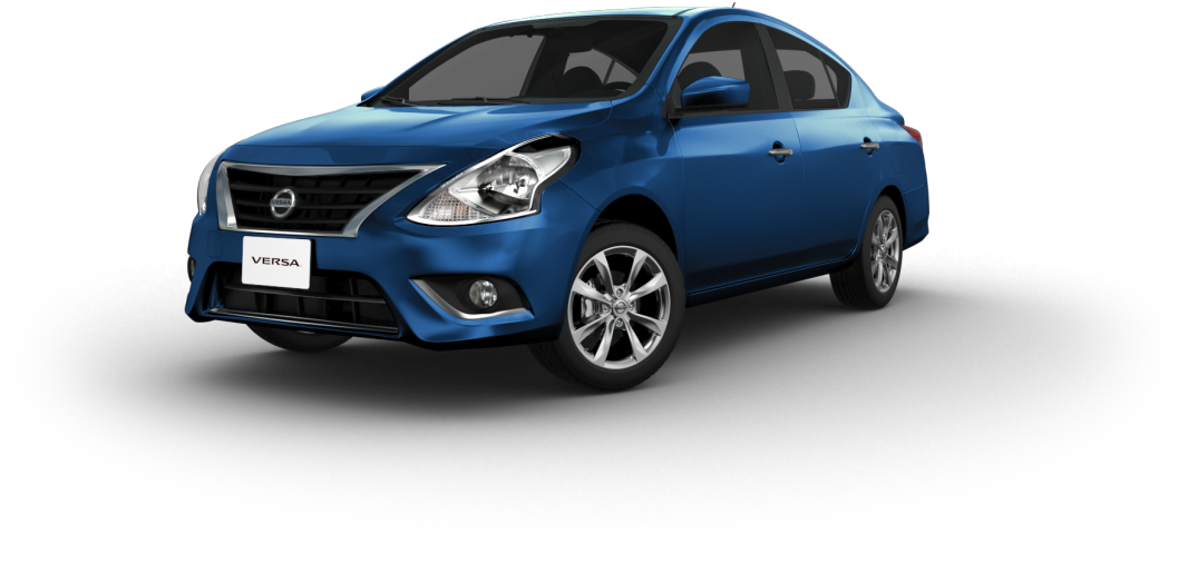 日產 桌布 壁紙 — 一輛時尚的藍色日產Versa轎車在純黑色背景下的攝影棚燈光中展示。