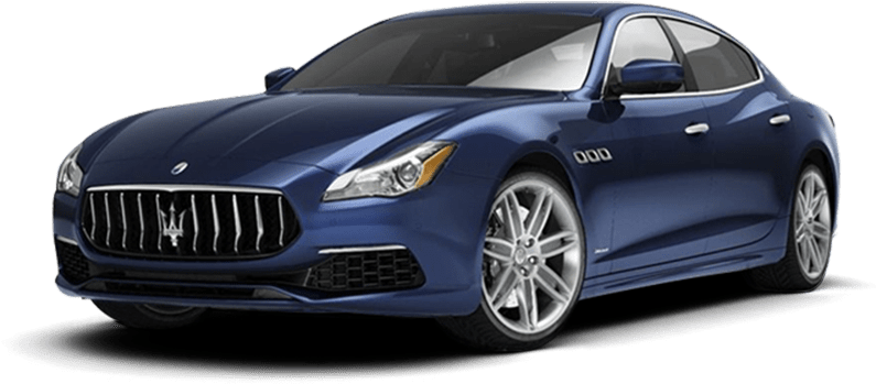 Vehicle 桌布 壁紙 — 一輛時尚的藍色瑪莎拉蒂 Quattroporte 轎車在工作室燈光下閃耀，配備銀色合金輪圈和標誌性進氣格柵。