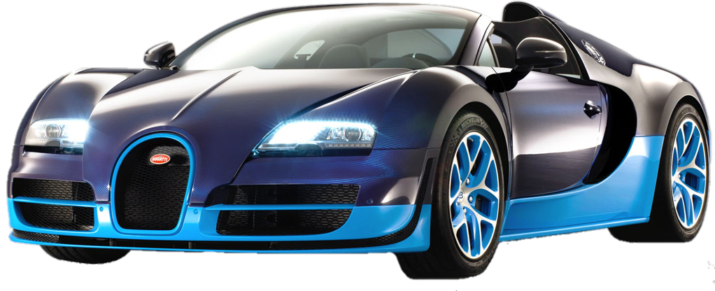 布加迪 桌布 壁紙 — 一輛時尚的藍黑配色Bugatti Veyron跑車，配備發光頭燈和空氣動力學設計。
