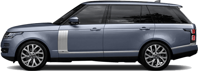 荒原路華 桌布 壁紙 — 一輛時尚的銀色 Range Rover SUV 側面輪廓，背景透明，下方有微妙的陰影。