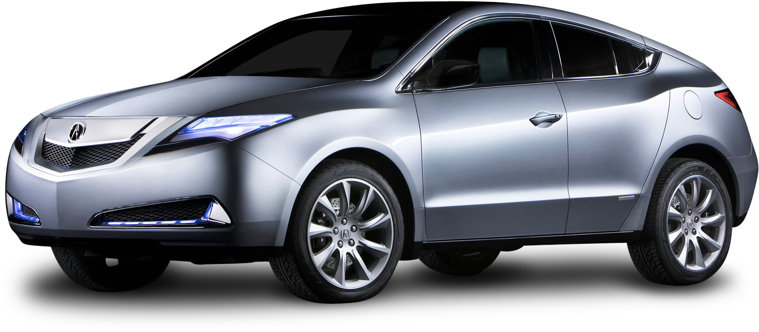 Acura 桌布 壁紙 — 一輛時尚的銀色Acura跨界SUV，帶有發光的藍色頭燈，孤立在純黑色背景上。