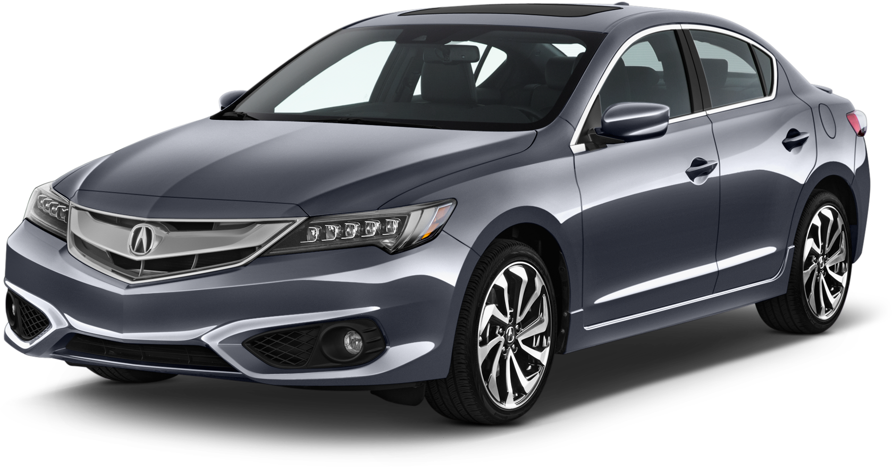 Acura 桌布 壁紙 — 一輛時尚的銀色Acura轎車，帶有鍍鉻飾邊和時尚合金輪圈，在黑色背景的攝影棚燈光下展示。