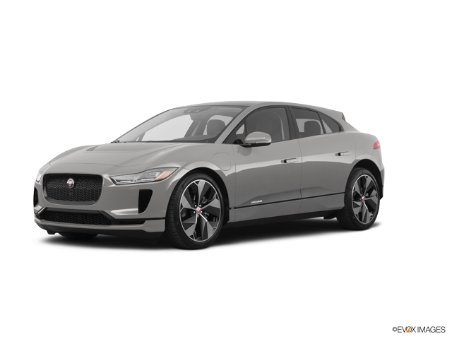 灰色 桌布 壁紙 — 一輛時尚的銀色Jaguar I-Pace電動SUV在工作室燈光下以純白背景展示。