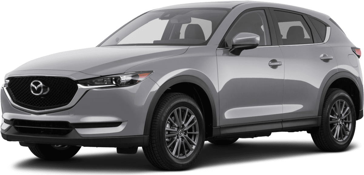 馬自達 桌布 壁紙 — 一輛時尚的銀色Mazda CX-5 SUV以側面輪廓展示在透明背景上，拋光表面有銳利反射。