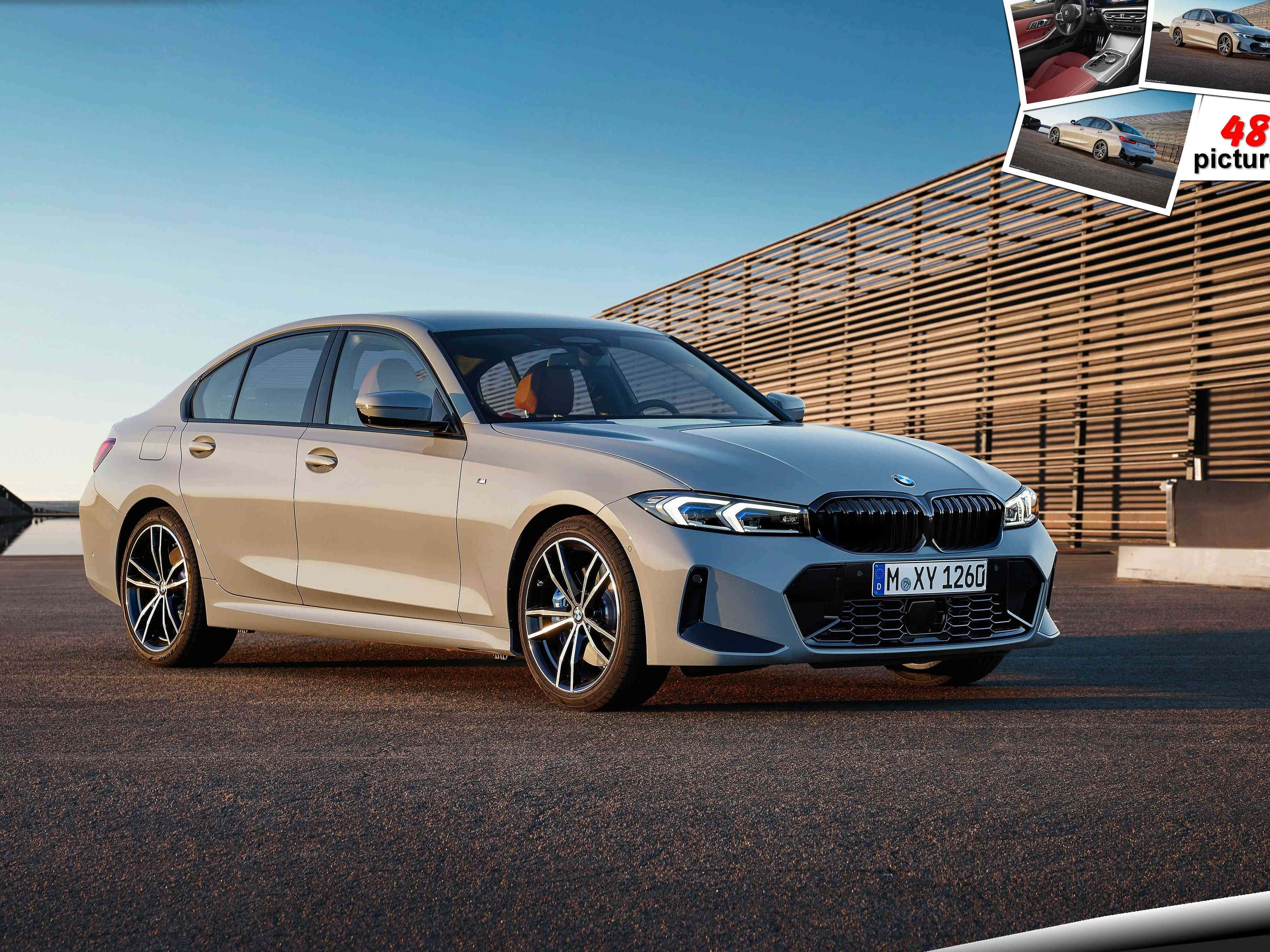 Bmw 328 桌布 壁紙 — 一輛時尚的銀色寶馬3系轎車停在柏油路上，背景是木條牆，上方是晴朗的藍天。