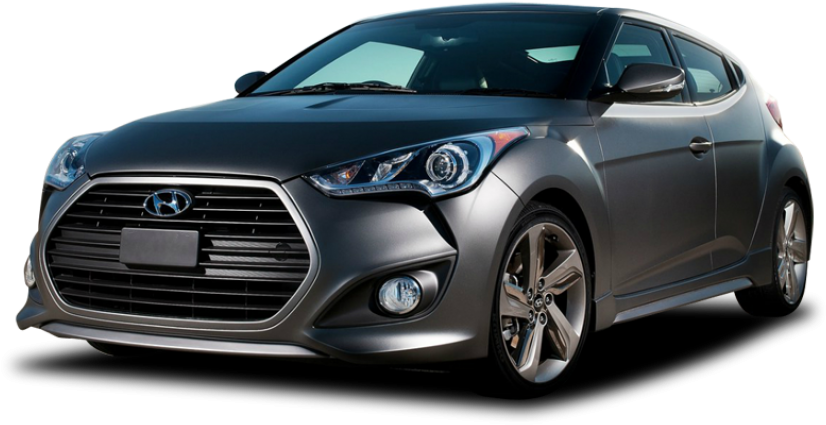 Hyundai 桌布 壁紙 — 一輛時尚的銀色現代Veloster跑車在黑色背景下的攝影棚燈光中展示。