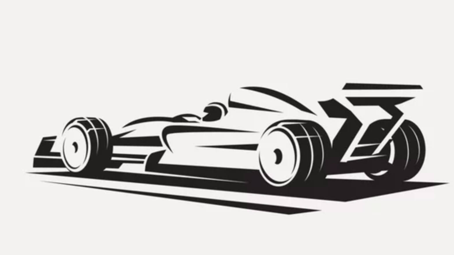 4K 桌布 壁紙 — 一輛時尚的黑白風格賽車，帶有運動線條，在極簡背景上疾馳。