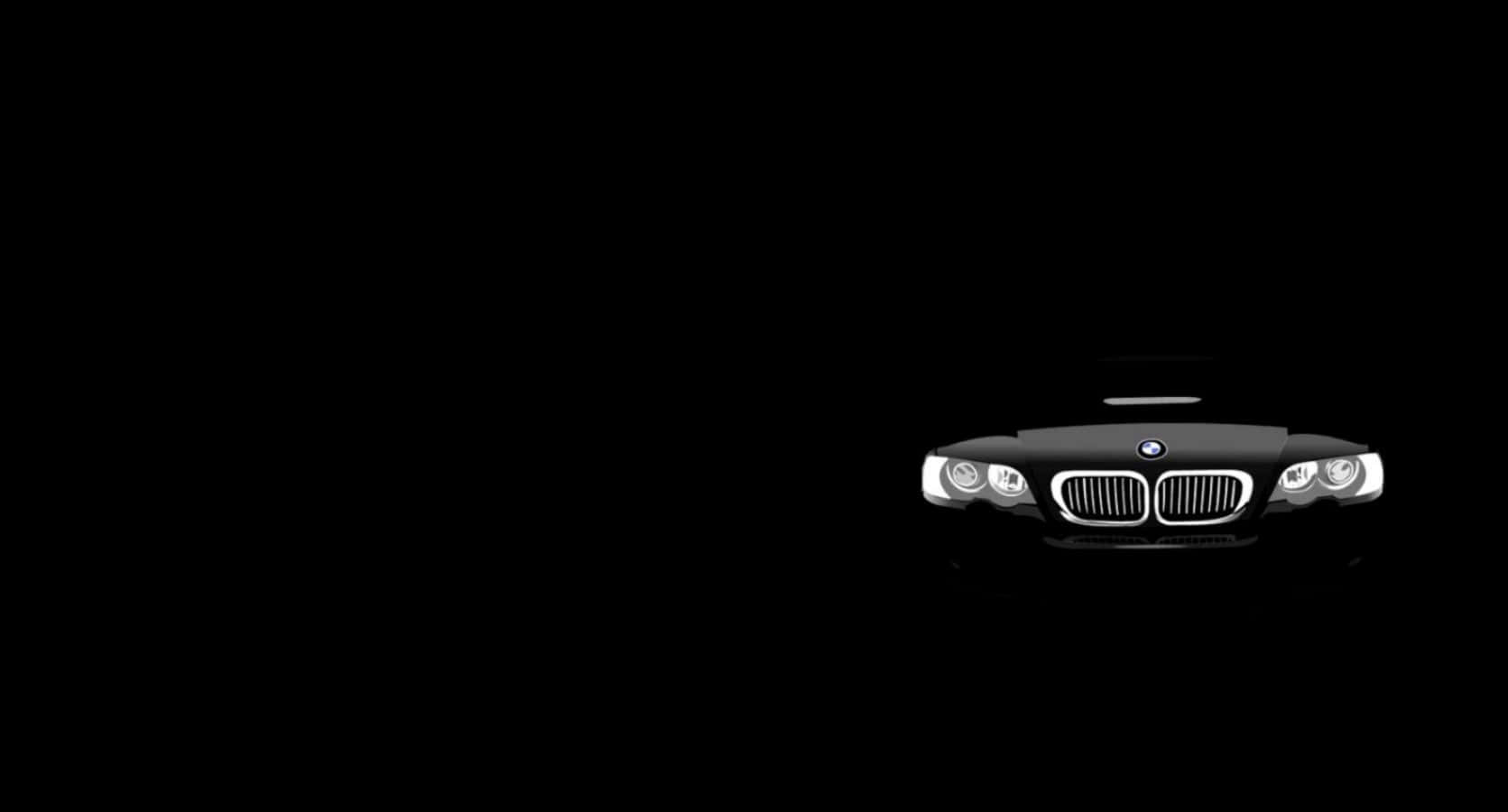 Bmw Tablet 桌布 壁紙 — 一輛時尚的黑色BMW跑車在漆黑一片中閃耀著車頭燈。