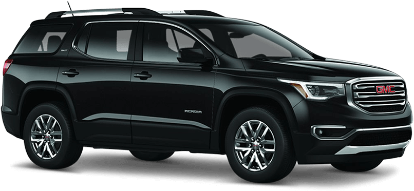GMC 桌布 壁紙 — 一輛時尚的黑色GMC Acadia SUV以側面輪廓展示在透明背景上，帶有鍍鉻飾邊和現代化頭燈。