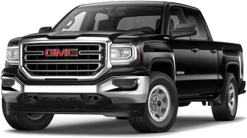 GMC 桌布 壁紙 — 一輛時尚的黑色GMC Sierra皮卡車，帶有鍍鉻裝飾和紅色標誌，在白色背景下顯得格外突出。