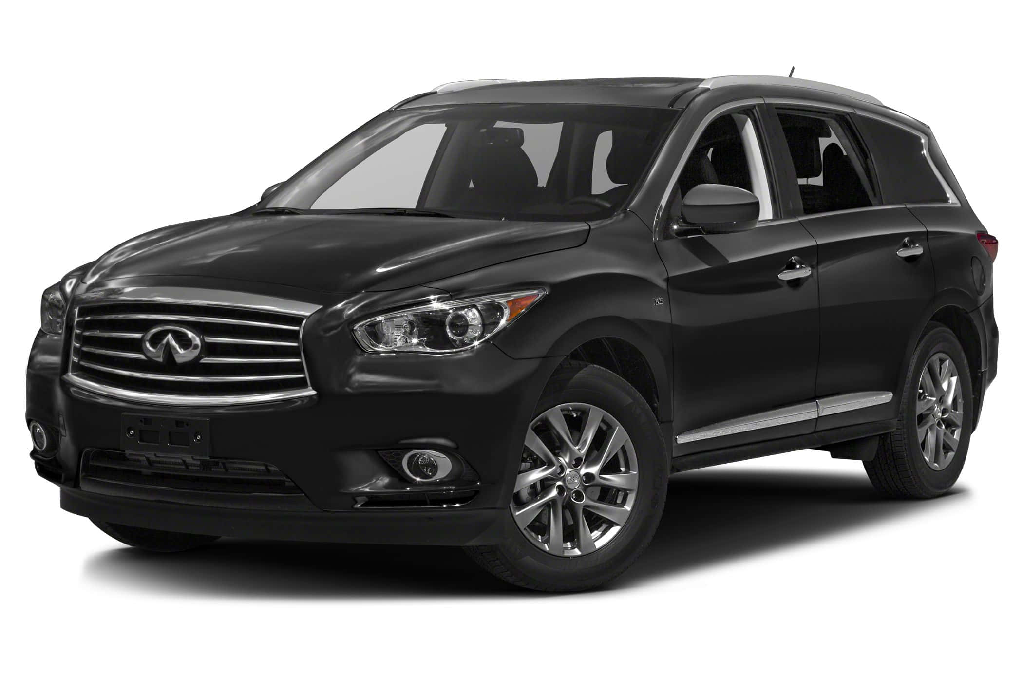 Infiniti Qx60 桌布 壁紙 — 一輛時尚的黑色Infiniti QX60 SUV在工作室燈光下展示，帶有鍍鉻裝飾和合金輪圈。