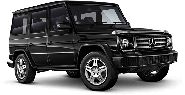 Amg 桌布 壁紙 — 一輛時尚的黑色梅賽德斯-奔馳G級SUV，帶有鍍鉻飾邊和有色車窗，孤立在透明背景上。