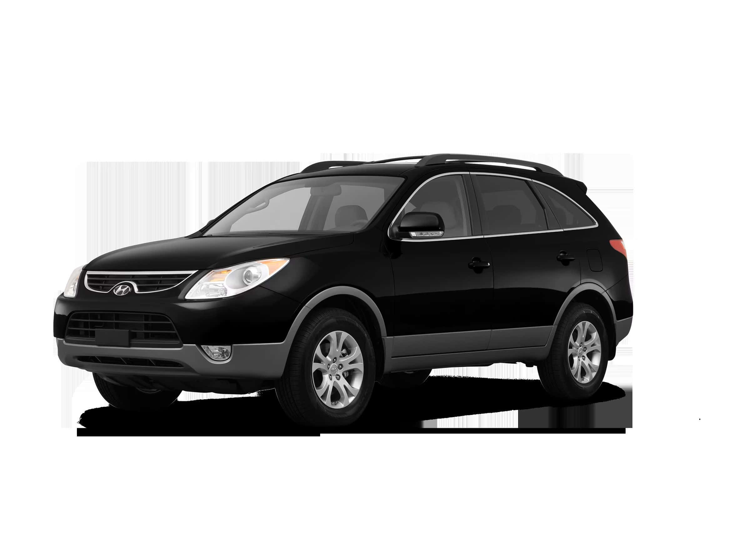 Hyundai Veracruz 桌布 壁紙 — 一輛時尚的黑色現代Santa Fe SUV在工作室燈光下以乾淨的白色背景展示。
