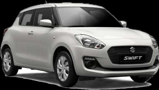 Suzuki Swift 桌布 壁紙 — 一輛流線型白色鈴木雨燕掀背車，在攝影棚燈光下以乾淨的黑色背景展示。