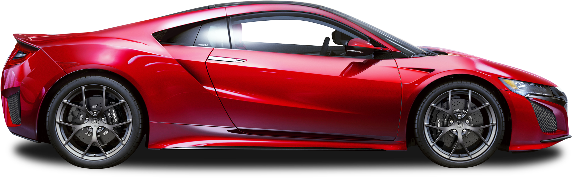 Acura 桌布 壁紙 — 一輛流線型紅色跑車，配備黑色輪圈和空氣動力學曲線，在黑色背景上以側面輪廓展示。
