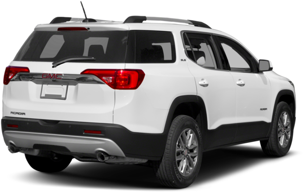 GMC 桌布 壁紙 — 一輛潔淨的白色GMC Acadia SUV，從後方四分之三角度展示，背景透明。