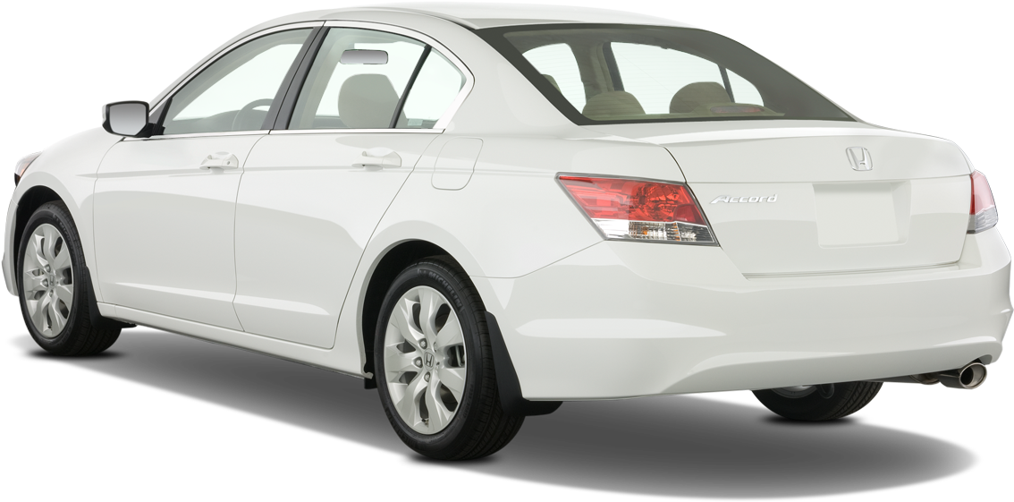 Acura 桌布 壁紙 — 一輛潔淨的白色本田雅閣轎車，從後方四分之三角度展示，背景透明。