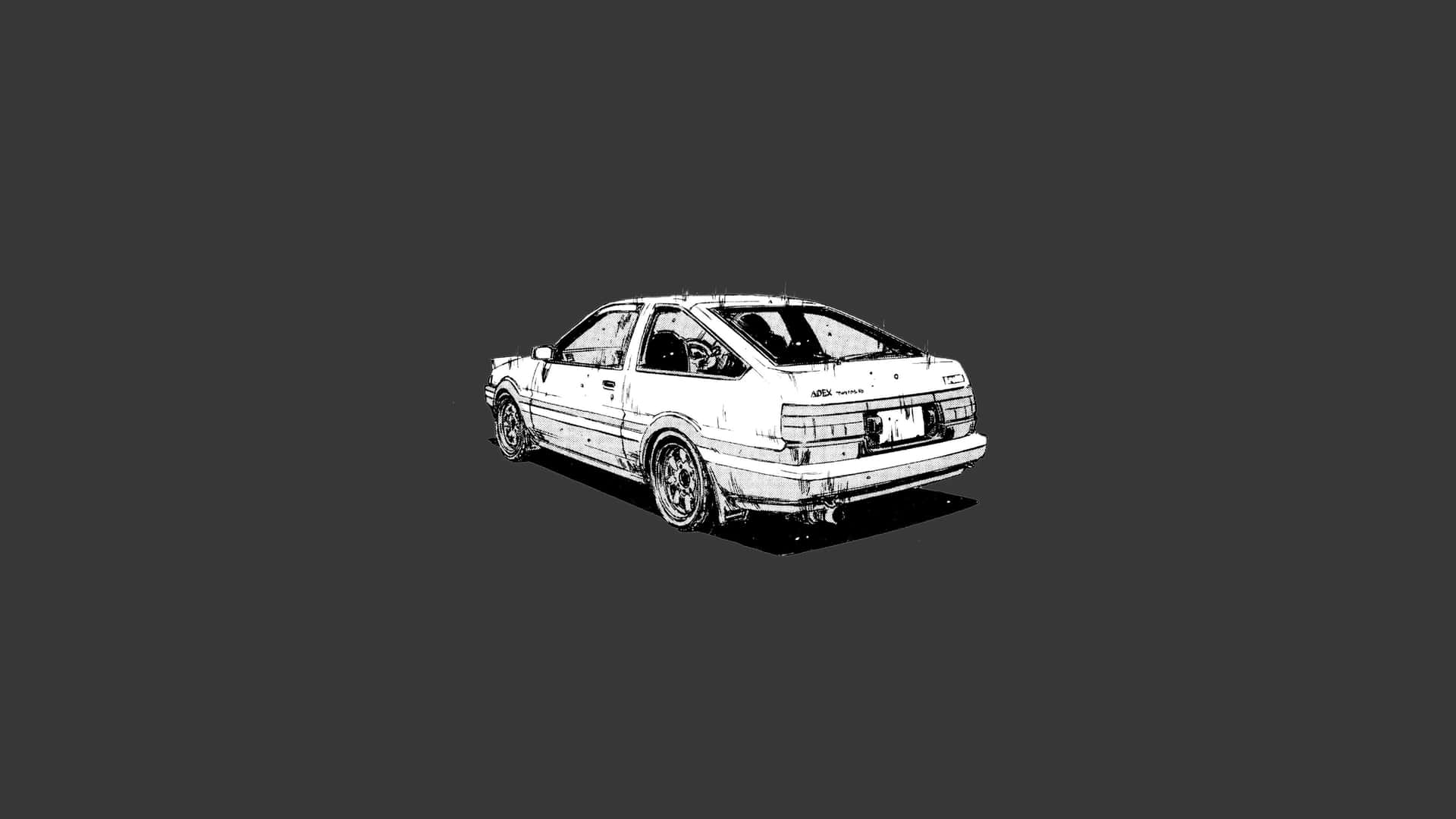 一輛白色復古跑車配備賽車改裝，極簡線條藝術風格。 — Toyota Supra Mk4 壁紙