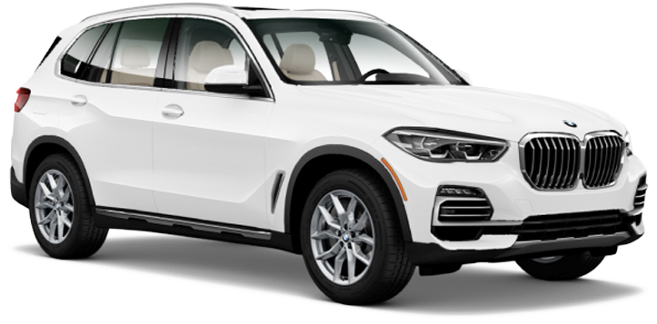 BMW 動圖 桌布 壁紙 — 一輛純白色BMW X5 SUV在攝影棚燈光下展示，線條簡潔，帶有鍍鉻飾邊。