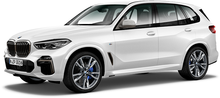 BMW 動圖 桌布 壁紙 — 一輛純白色BMW X5 SUV在攝影棚燈光下展示，配備時尚合金輪圈和標誌性雙腎格柵。