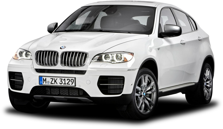 BMW 動圖 桌布 壁紙 — 一輛純白色的BMW X6 SUV在純黑背景下展示，銳利的燈光突顯其流暢曲線和鍍鉻飾件。