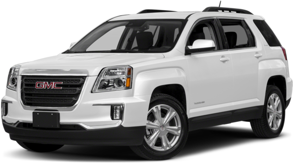 GMC 桌布 壁紙 — 一輛純白色的GMC Terrain SUV，在攝影棚燈光下展示，帶有鍍鉻飾邊和合金輪圈。