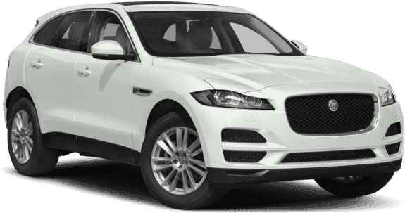 美洲豹 桌布 壁紙 — 一輛純白色的Jaguar F-Pace SUV在攝影棚中展示，線條簡潔，搭配時尚合金輪圈。