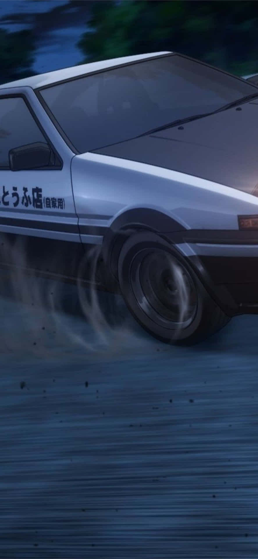 銀色AE86夜間甩尾，煙霧和潮濕路面 — Toyota Supra Mk4 壁紙