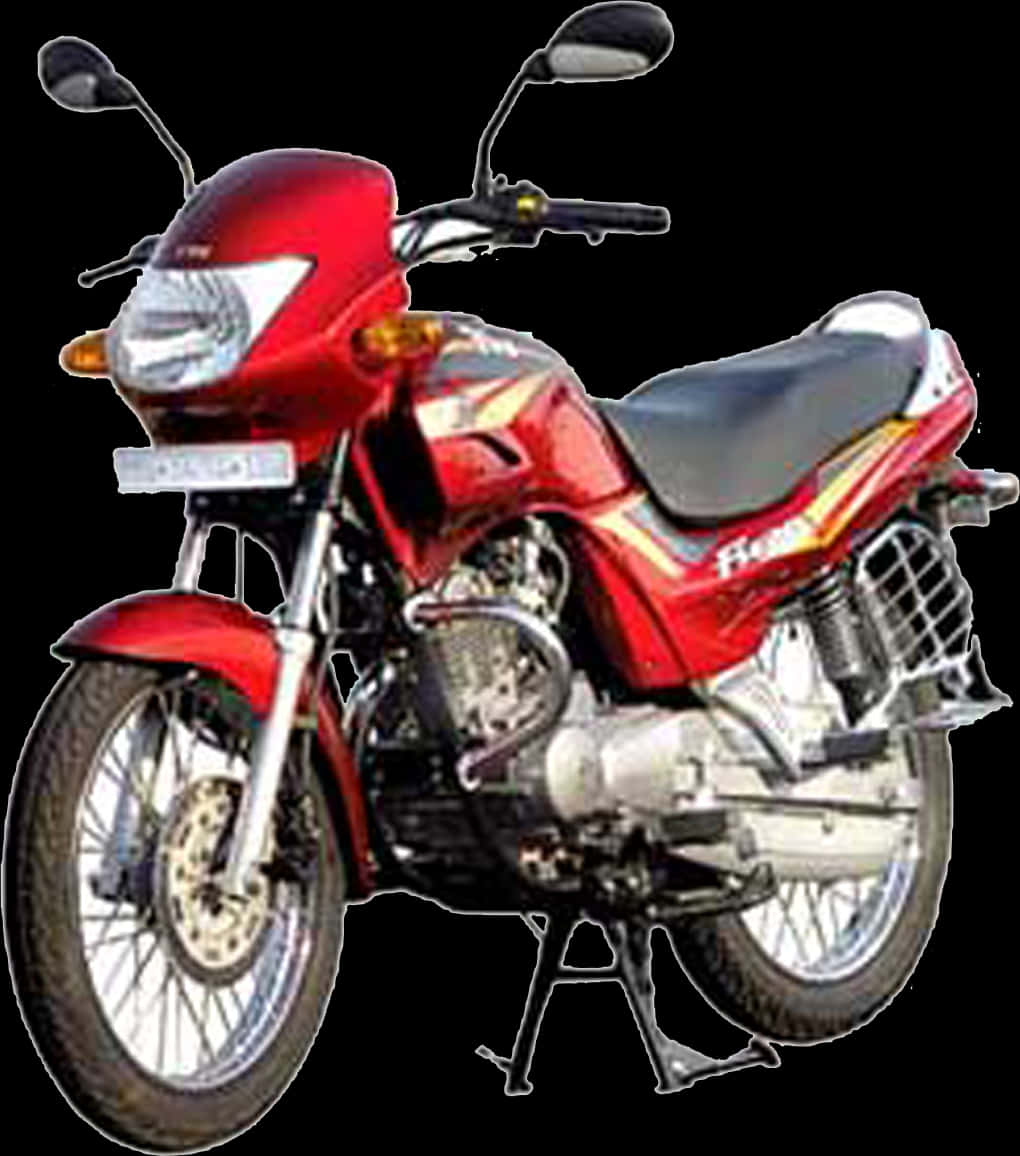 腳踏車 桌布 壁紙 — 一輛鮮紅色摩托車，帶有鍍鉻裝飾和黑色座椅，以側腳架立在純黑色背景前。
