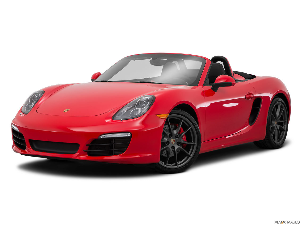 保時捷 桌布 壁紙 — 一輛鮮紅色的保時捷 Boxster 敞篷跑車，配備黑色輪圈和流線型空氣動力學設計。