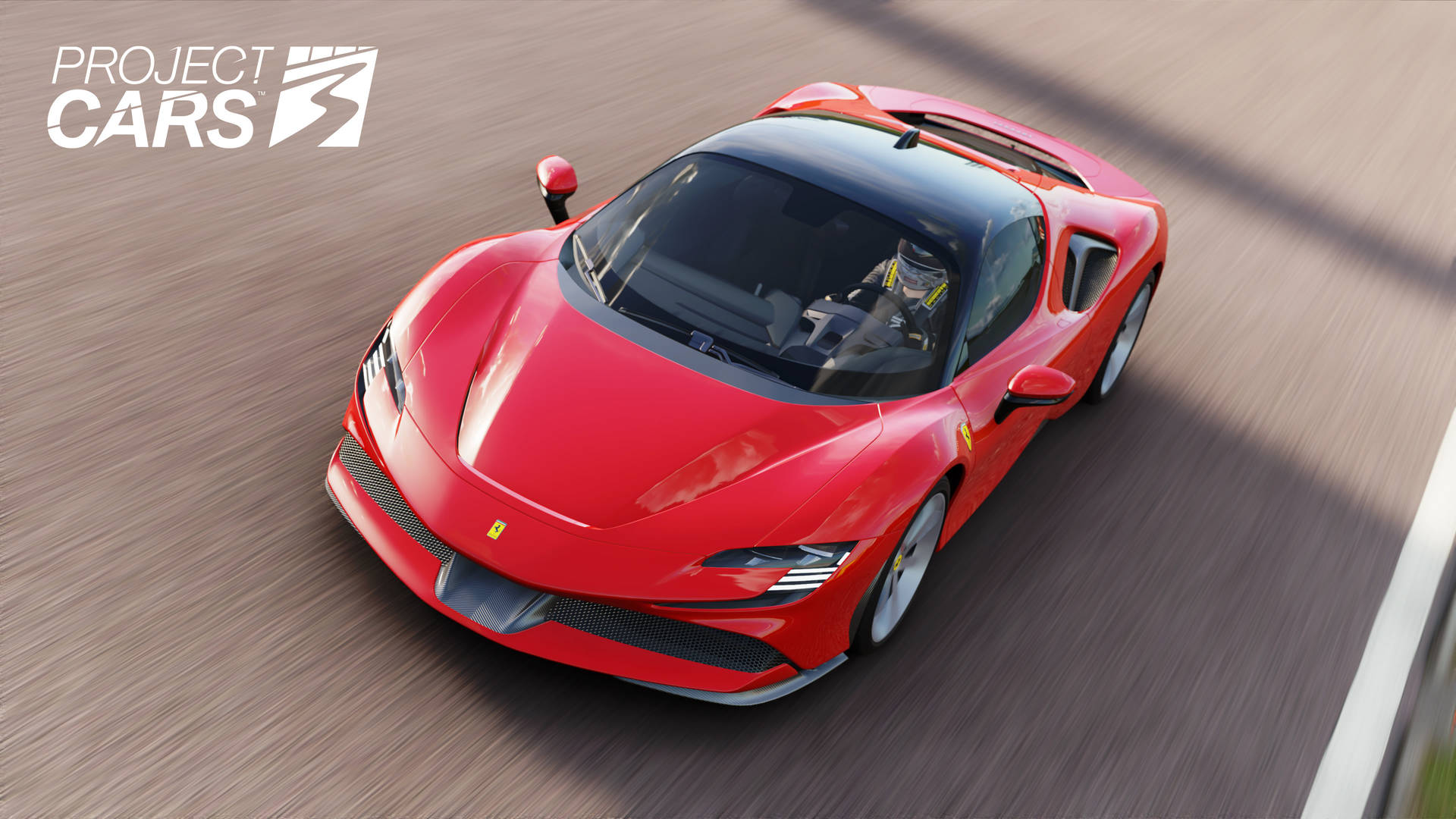 Project Cars 3 遊戲中在賽道上奔馳的紅色法拉利。 — Project Cars 壁紙