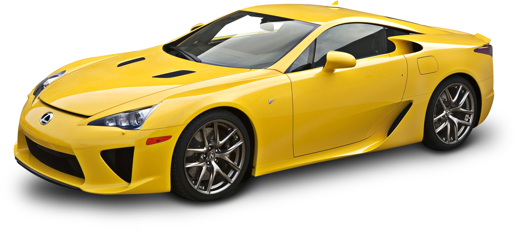 凌志 桌布 壁紙 — 一輛鮮黃色的Lexus LFA跑車，具有時尚的空氣動力學設計和銀色合金輪圈，背景為黑色。