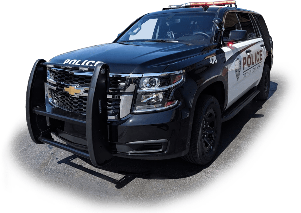 Vehicle 桌布 壁紙 — 一輛黑白警用SUV，閃爍著警燈，停在灰色瀝青路面上，背景為純綠色。