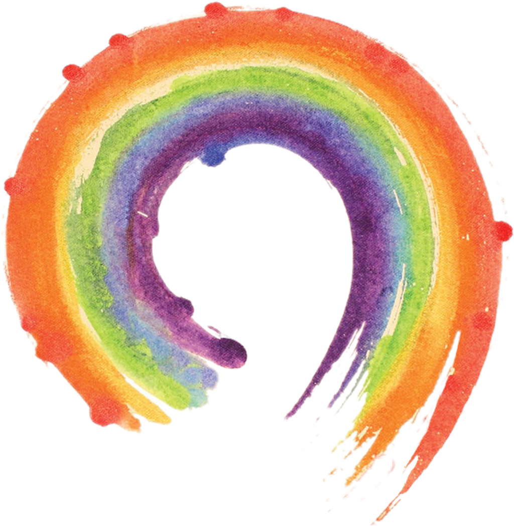 LGBT 桌布 壁紙 — 一道充滿活力的水彩彩虹，在純黑背景上以柔軟的筆觸和鮮明的色彩過渡優雅地拱起。