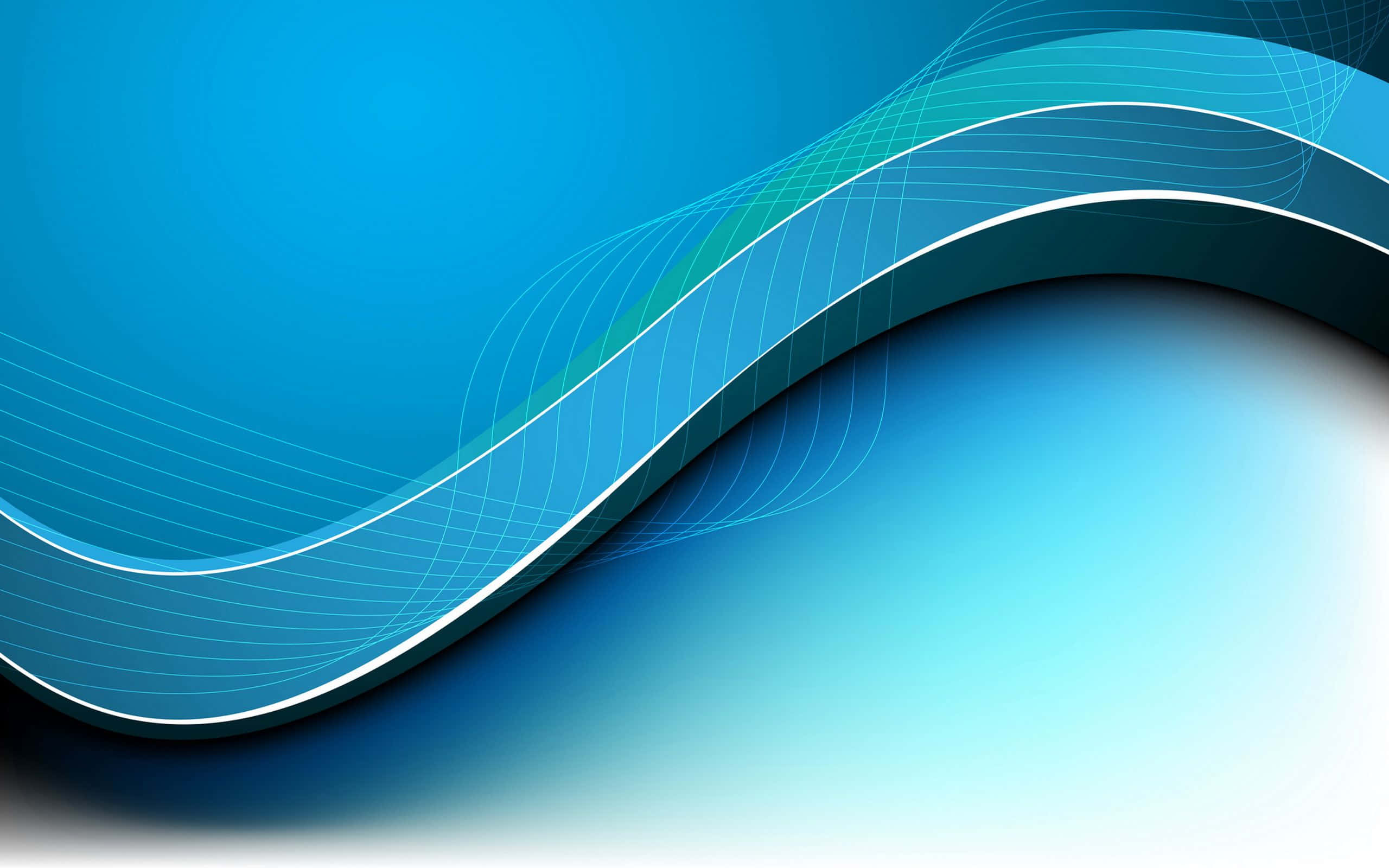 vector 桌布 壁紙 — 一道帶有白色輪廓的藍色漸變動態抽象波浪，流過平滑的漸變背景。