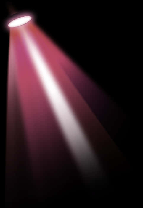 Light Beam 桌布 壁紙 — 一道深黑色中的單一聚光燈光束，在畫面中對角線投射出耀眼的粉紅和白色光芒。