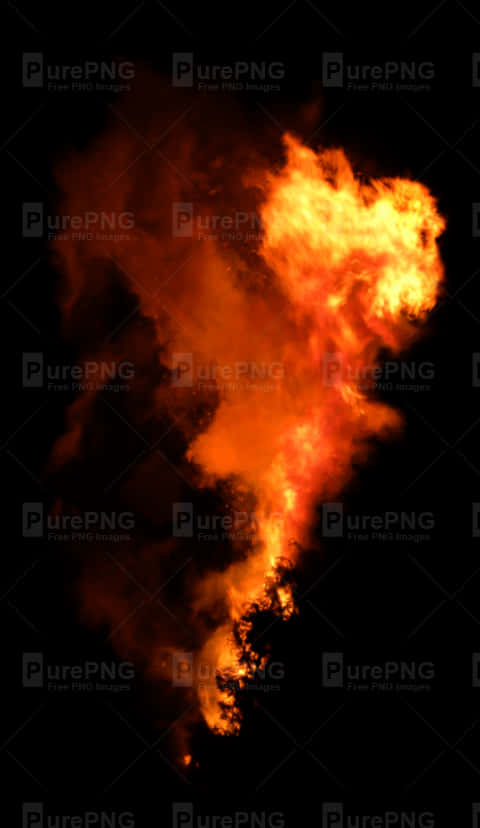 火焰動畫 桌布 壁紙 — 一道猛烈的橙黃色火焰在漆黑背景中向上噴發，營造出戲劇性且強烈的視覺效果。